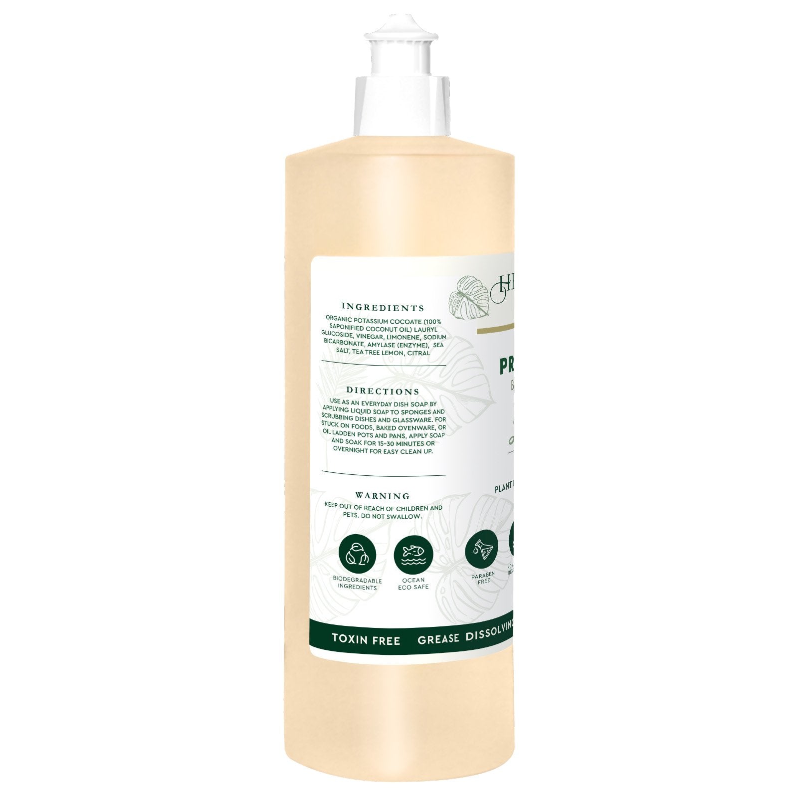 Pristine Clean Bioactive Dish Soap ingredients and details