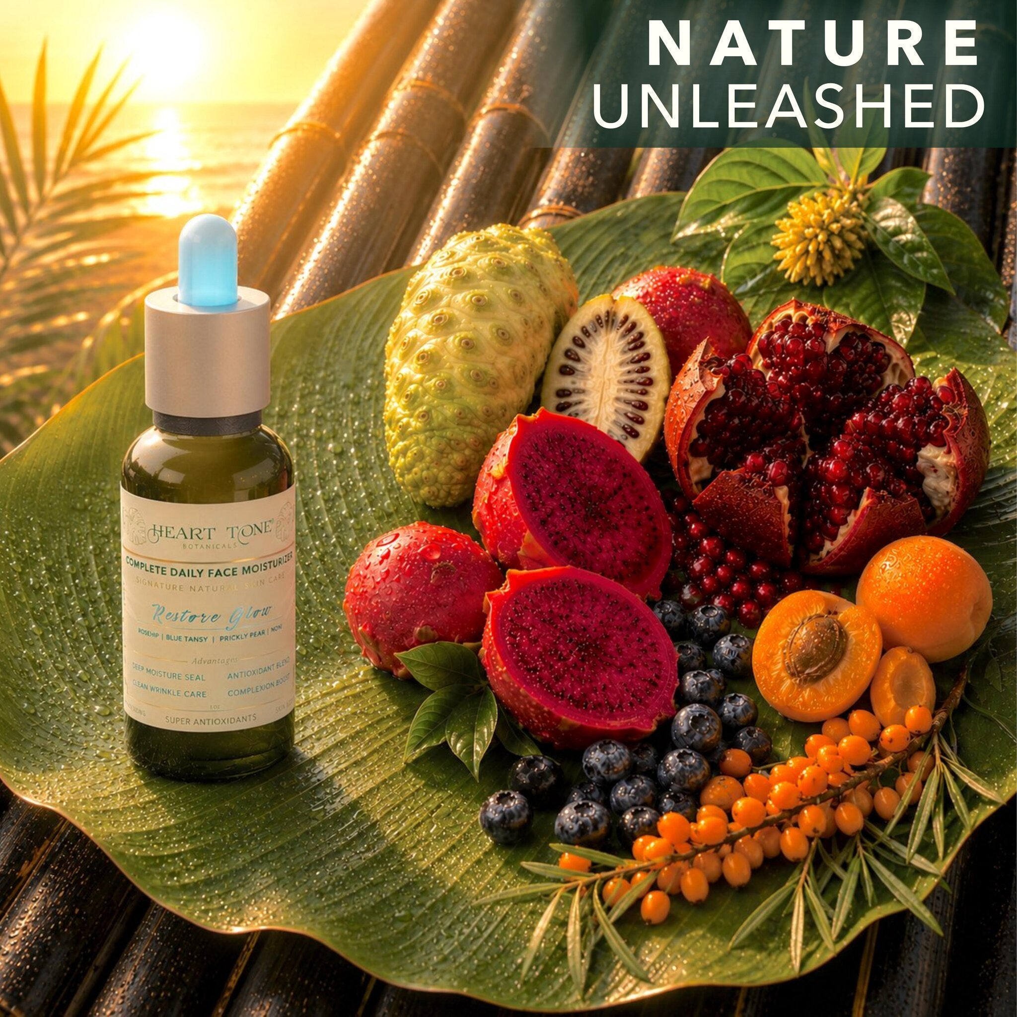 The Power of the Tropics — Noni Pomegranate Sea Buckthorn Blueberry Oils