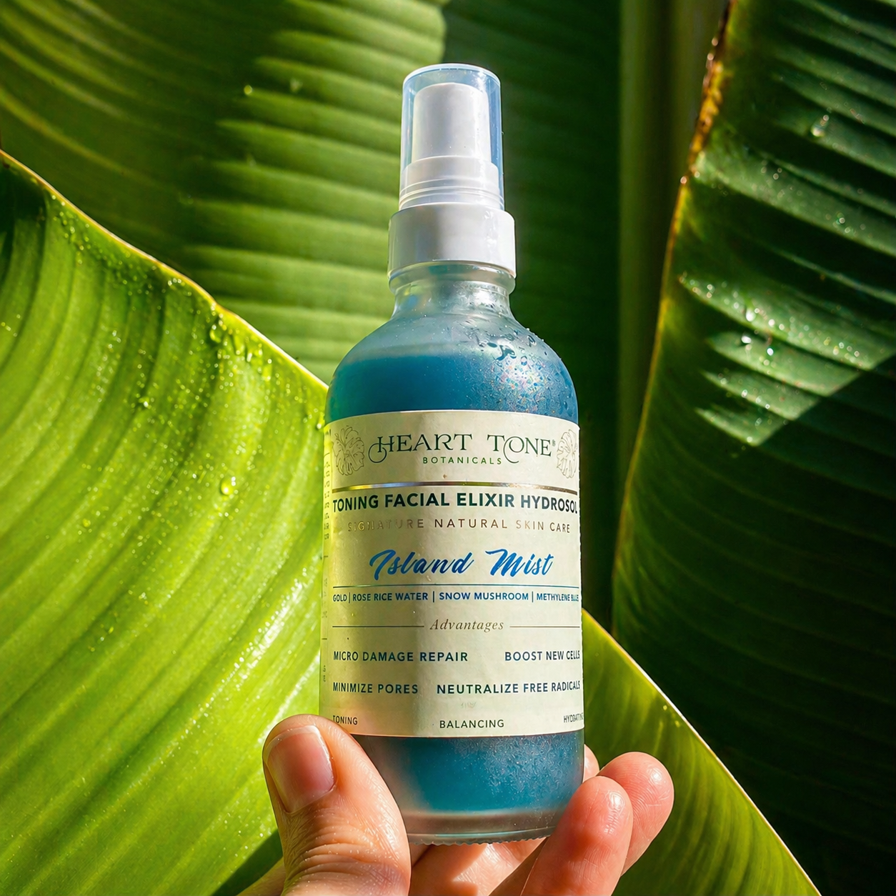 Island Mist Toning Facial Elixir Hydrosol - tropical banana leaf lifestyle